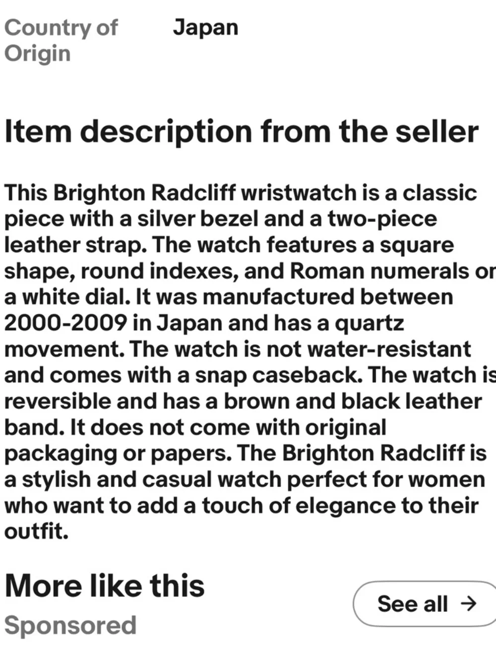 BRIGHTON JAPAN MOVEMENT Heart Accent Square Face Watch - White Dial Leather band
